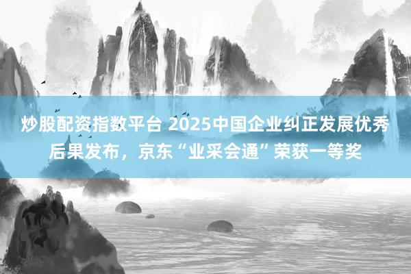 炒股配资指数平台 2025中国企业纠正发展优秀后果发布，京东“业采会通”荣获一等奖